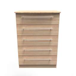 Carlton 5 Drawer Chest of Drawers in Bardolino Oak (Ready Assembled) Brown Bardolino Oak