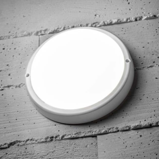 CGC KODO White Round LED Bulkhead Light 8W IP54 4000K 720lm White White diameter: 15.5 cm, depth: 4.7 cm