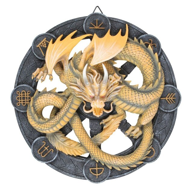 Anne Stokes Imbolc Resin Dragon Plaque - Light Yellow/Grey - One Size
