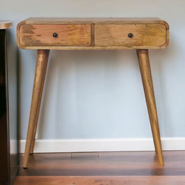 Artisan Furniture Solid Wood Oak-ish Curved Hallway Table