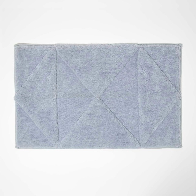 Homescapes Cotton Blue Bath Mat Tufted Geometric Design - 50 x 80 cm Blue