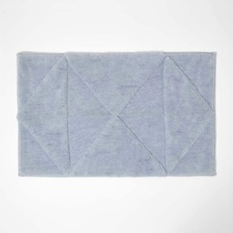Homescapes Cotton Blue Bath Mat Tufted Geometric Design - 50 x 80 cm Blue