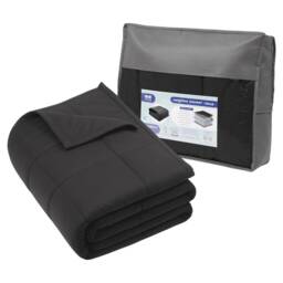 Harbour Housewares Weighted Blanket with Storage Bag - 6kg Weight Blanket Anxiety Stress Relief & Deep Sleep Calming Throw - Black