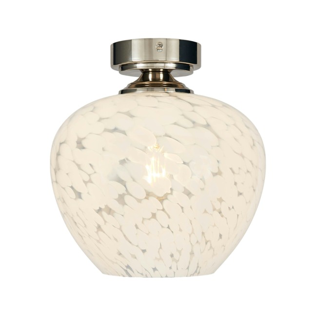BHS Agnes 1 Light Flush Ceiling Light, Nickel Silver Nickel 1