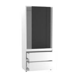 URBNLIVING 2 Sliding Door Wardrobe With 2 Drawers And Hanging Rail White Black Doors 1
