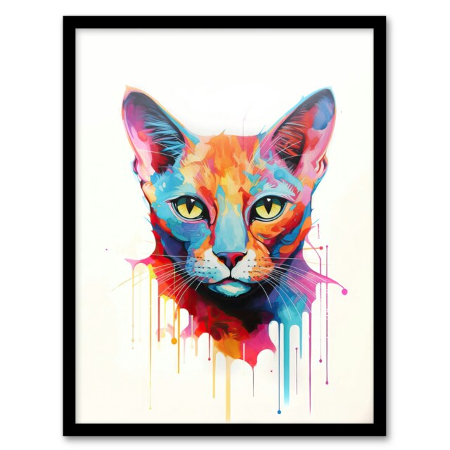Tonkinese Cat Lover Gift Pet Portrait Pastel Black Framed Wall Art Print A4