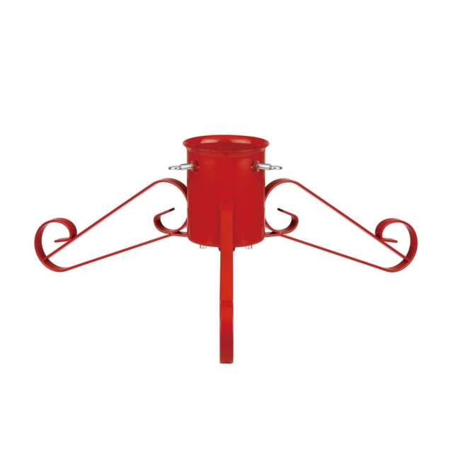 Holly International Traditional Metal Scroll Leg Christmas Tree Stand for Real Trees to 2m - Red