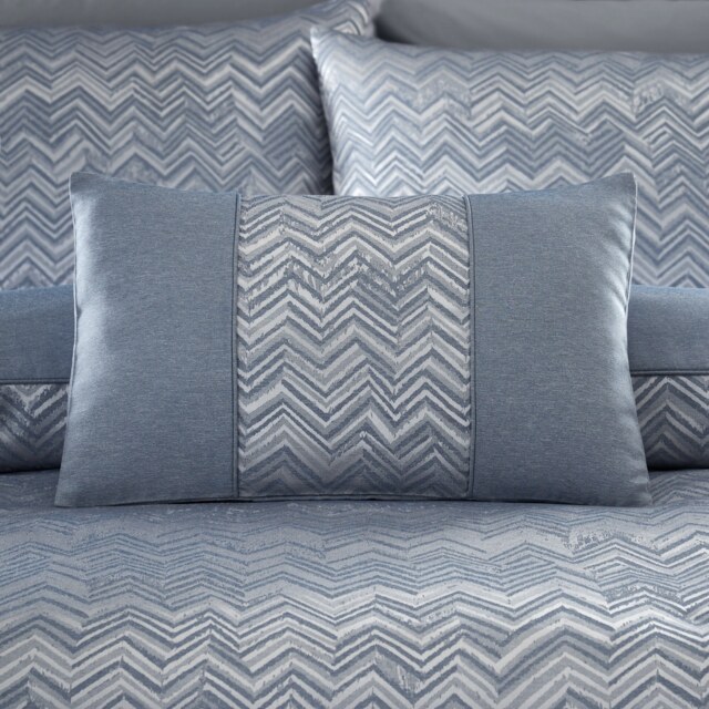 Portfolio Home Antibes Chevron Waves Blue Filled Boudoir Cushion 32x50cm