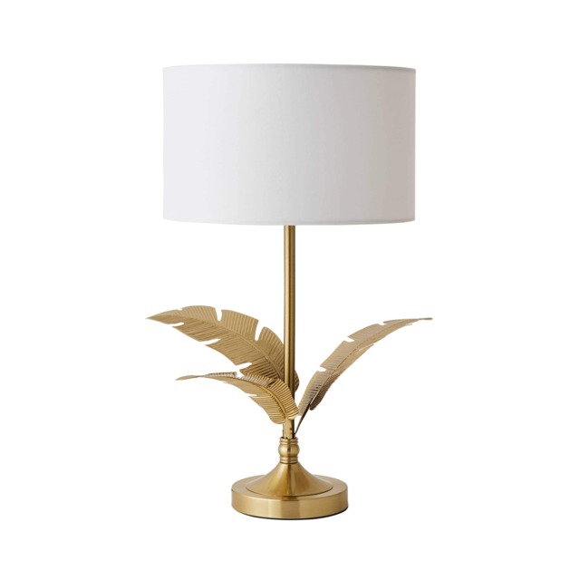 ValueLights Christina Gold Palm Leaf Table Lamp White Shade