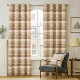 Homescapes Cotton Morocco Striped Beige Curtains - 167 x 228 cm