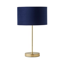 ValueLights Charlie Gold Table Lamp Navy Velvet Shade Gold