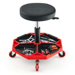 COSTWAY 150 KG Pneumatic Rolling Mechanic Stool Red Red