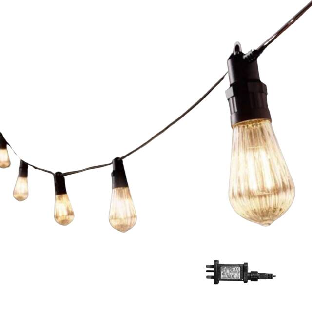 4.5m Set of 10 Connectable Fluted Festoon String Lights with Warm White LEDs