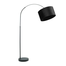 ValueLights Louis Black Arched Curved Floor Lamp Black Velvet Shade