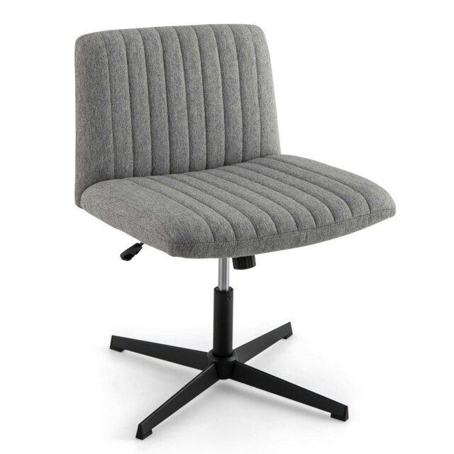 COSTWAY Criss Cross Legged Chair Home Office Chair Grey Grey