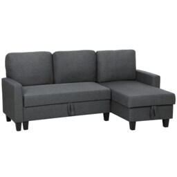 HOMCOM Fold-Out Convertible Sofa Bed with Removable Covers, Charcoal Grey Grey