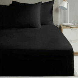 Percale 180TC Flat Sheet - Black - Super King