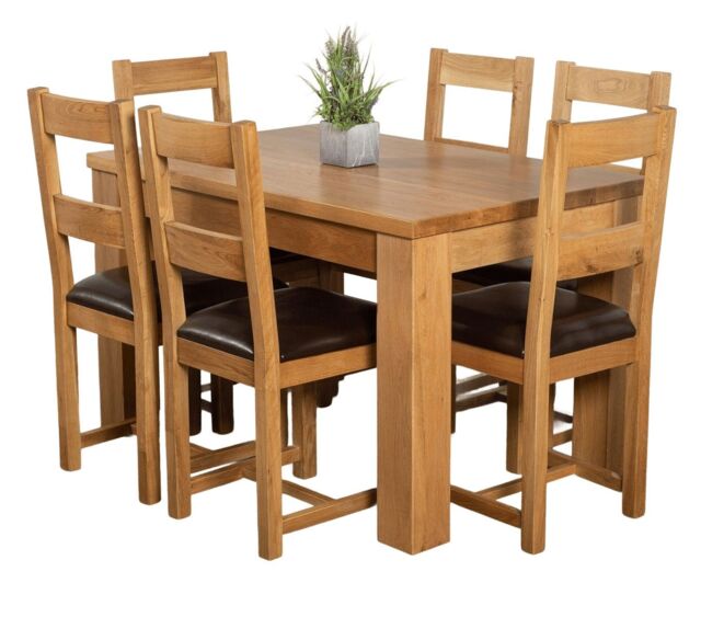 Dakota 127 x 82cm Oak Small Dining Table and 6 Lincoln Chairs Brown Brown