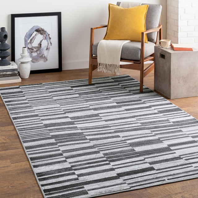 LIVABLISS Monte Carlo-Modern Graphic Rug 160 x 220 cm Black White Grey