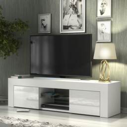 TV Unit TV Stand Cabinet Sideboard White High Gloss Doors Storage 130cm