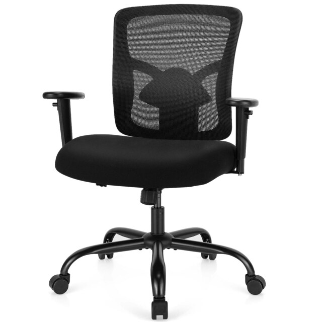 COSTWAY Big and Tall Office Chair Height Adjustable Chair Black
