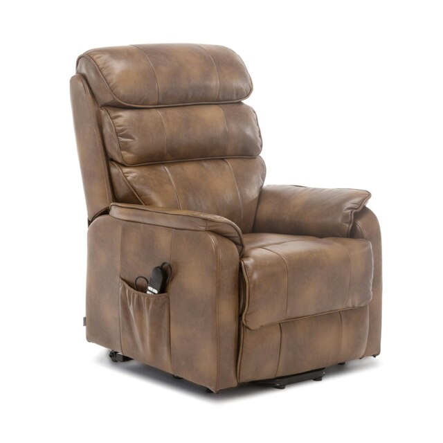 Buckingham Dual Motor Electric Rise Recliner Bonded Leather Chair (Tan)