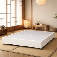 Kyoto Low Platform Divan Bed 6FT Superking White Plush Velvet