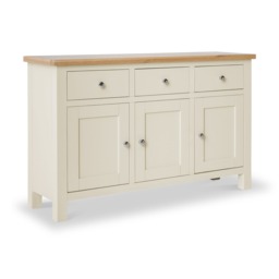 Farro Cream Large Sideboard Fully Assembled - Painted with Oak Top by Roseland Furniture