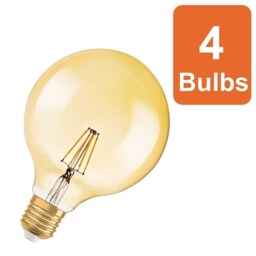 Osram Vintage 1906 LED Globe Gold Filament Lamp Bulb E27 55W Warm White 4 Pack