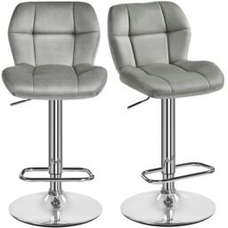 Yaheetech Set of 2 Modern Velvet Swivel Bar Chair with Backrest