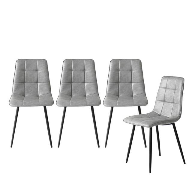 Levede 4PC Padded Dining Chairs Faux Leather Kitchen Home Office Set Grey