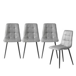 Levede 4PC Padded Dining Chairs Faux Leather Kitchen Home Office Set Grey