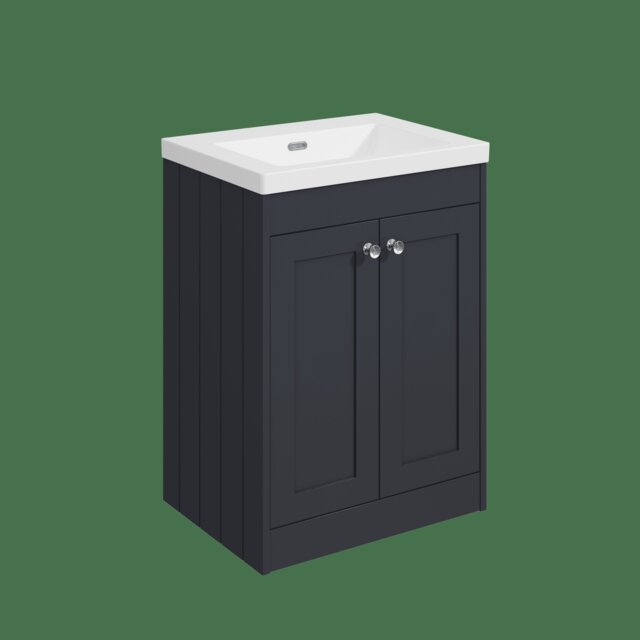 Balterley Floor Standing 2 Door Unit with Minimalist Basin No Tap Hole Grey 800 x 600 x 453mm