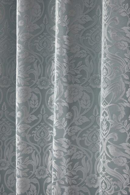 Harrow Lined Eyelet Jacquard Curtains 168cm x 183cm Duck Egg Blue Blue