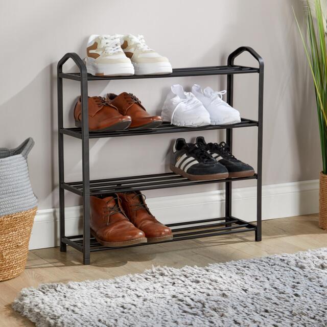 4 or 5 Tier Shoe Storage Rack Footwear Stand Shelf Hallway Entryway Organiser Black