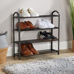 4 or 5 Tier Shoe Storage Rack Footwear Stand Shelf Hallway Entryway Organiser Black