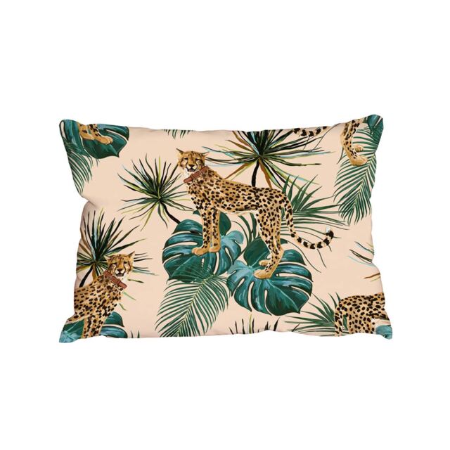 Tropical palm leaves and leopard (Outdoor Cushion)