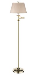Traditional Polished Brass Swing Arm Floor Lamp with Cream Shade Gold Brass 1
