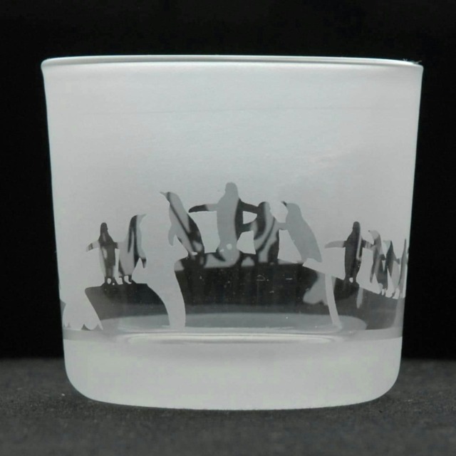 Animo Glass Engraved Votive Tealight Holder Penguin