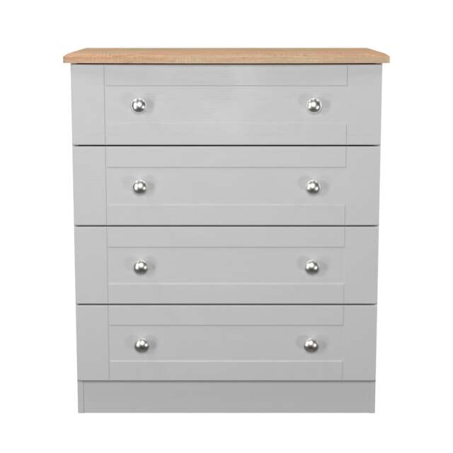 Cumbria 4 Drawer Chest of Drawers in Grey Ash & Bardolino Oak (Ready Assembled) Grey Grey Ash & Bardolino Oak