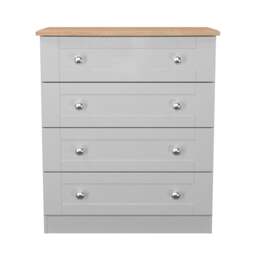 Cumbria 4 Drawer Chest of Drawers in Grey Ash & Bardolino Oak (Ready Assembled) Grey Grey Ash & Bardolino Oak