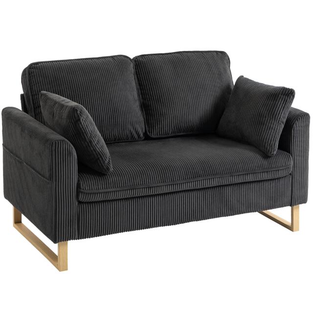 HOMCOM Sofa with Metal Legs and Spring Grey Dark Grey Two Seater