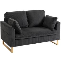 HOMCOM Sofa with Metal Legs and Spring Grey Dark Grey Two Seater