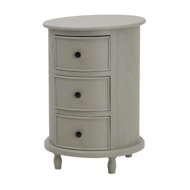 The Camden Collection 3 Drawer Round Side Table - Wood - L45 x W45 x H66 cm - Grey Grey