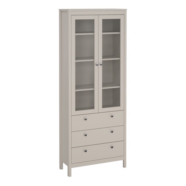 Madrid China Cabinet 2 Glass Doors with 3 Drawers in Cashmere Grey Cashmere 1