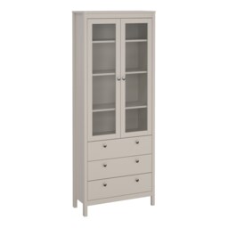 Madrid China Cabinet 2 Glass Doors with 3 Drawers in Cashmere Grey Cashmere 1