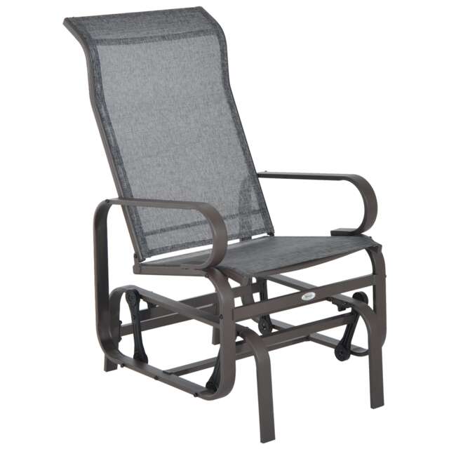 Outsunny Outdoor Gliding Rocking Chair w/ Metal Frame for Patio, Garden, Grey Grey