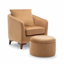 Velvet Tan Angela Accent Tub Chair with Ottoman