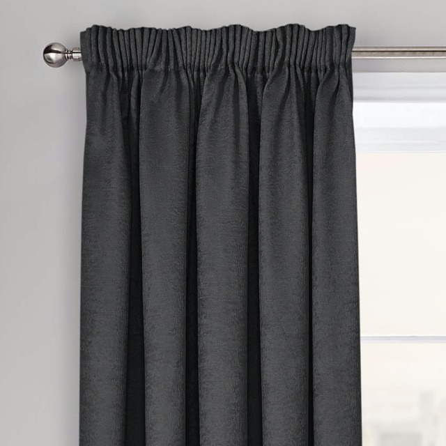 Velosso Westwood Dimout Pencil Pleat Curtains - 117cm x 137cm Black
