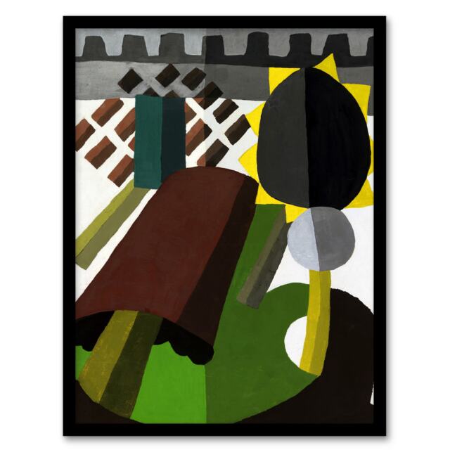 "The Inn Abstract Landscape Painting Dove Framed Wall Art Print 12X16"""